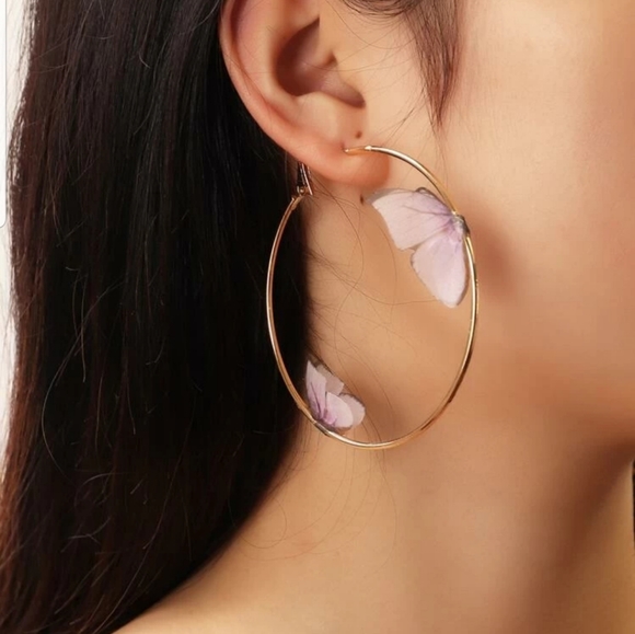 Nikkiwallflower Jewelry - *Brianna* Butterfly Hoop Earrings